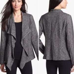 Eileen Fisher marled gray waterfall open front sweater jacket